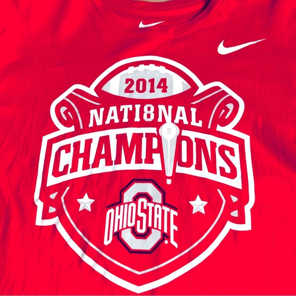 NIKE Ohio State Buckeyes Shirt 2014 National Champions Medium Red Men’s Unisex - Picture 2 of 15